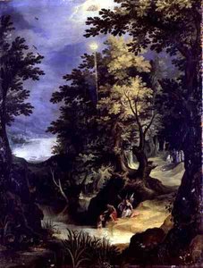 Landschap met de doop van Christus en de dooppreek