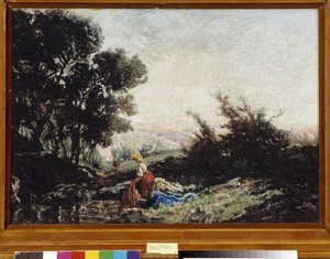 Wasvrouw bij de beek