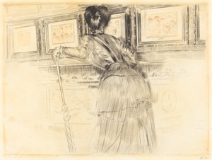 Voor de Watteaus in het Louvre door Paul Cesar Helleu