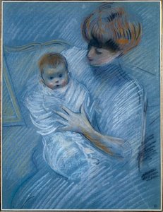Moederschap. Tekening door Paul Helleu (1859-1927), 20e eeuw. Portret van een moeder met haar kind. Bayonne, Musee Bonnat door Paul Cesar Helleu
