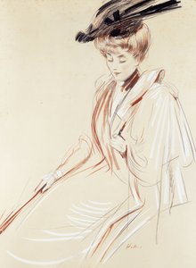 Portret van een dame door Paul Cesar Helleu