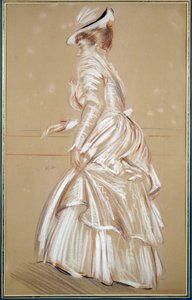 Portret van een vrouw in het wit. Tekening door Paul Helleu (1859 - 1927), 20e eeuw. Bayonne, Musee Bonnat door Paul Cesar Helleu