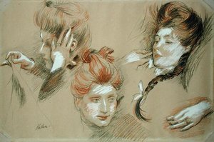 Studie van vrouwen door Paul Cesar Helleu