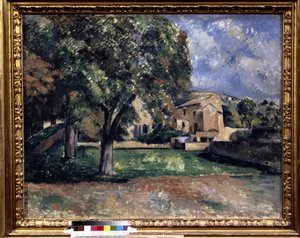 Bomen in een park, Jas de Bouffan door Paul Cézanne