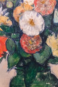 Bloemen in een groene vaas door Paul Cezanne