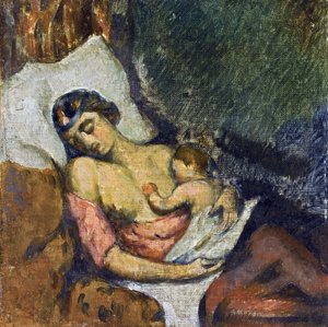 Hortense die Paul borstvoeding geeft door Paul Cézanne