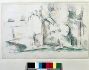 Huis door de bomen door Paul Cézanne