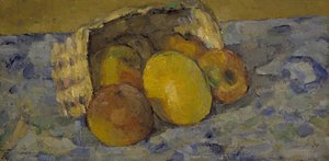 Omgevallen mand met fruit