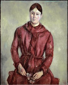 Portret van Madame Cezanne in rode jurk door Paul Cézanne