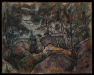 Rotsen bij Fontainebleau door Paul Cézanne