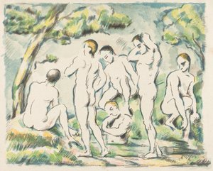 De baders (kleine plaat) door Paul Cézanne