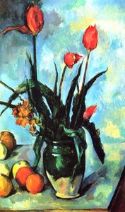 Vaas met tulpen door Paul Cézanne