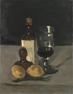 Stilleven met Fles, Glas en Citroenen