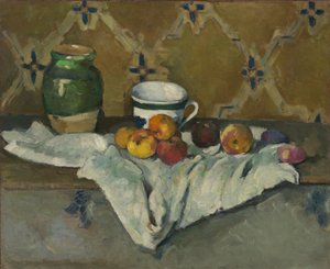 Stilleven met pot, kopje en appels, ca. 1877