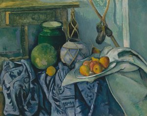 Stilleven met een gemberpot en aubergines, 1893-94 door Paul Cézanne