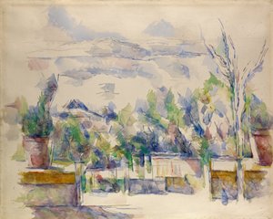 Het terras in de tuin van Les Lauves