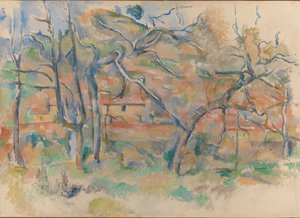 Bomen en huizen, Provence, c.1885 door Paul Cézanne