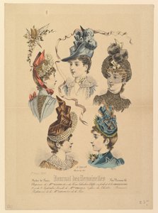Dameshoeden, nr. 4671, uit Journal des Demoiselles, 1 april 1888 door Paul Deferneville