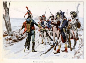 Marceau arresteert deserteurs: François-Séverin Desgraviers Marceau (1769-1796) houdt de soldaten van het Republikeinse leger in de Vendée (85) vast - Illustratie door Emile Boutigny (1853-1929) in 