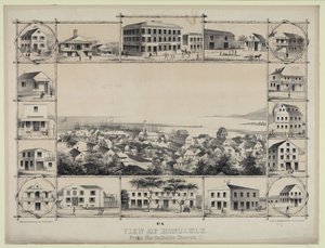 Nr. 4. Uitzicht op Honolulu. Vanaf de katholieke kerk.
