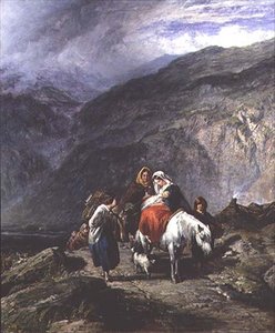 Zigeunerfamilie op een bergpad