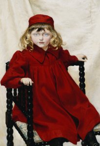 Portret van Harriet Fischer, Driekwart Lengte, in een Rode Jurk, 1896