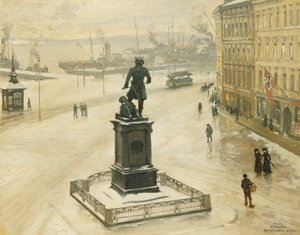 Het Standbeeld van Tordenskiold Tegenover Piperviken, Haven van Oslo, 1906
