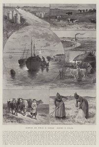 Hoofdwegen en zijwegen in Denemarken, schetsen in Jutland