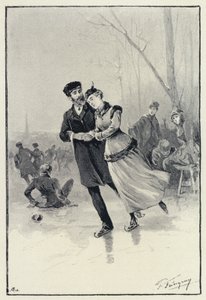Illustratie voor Anna Karenina: Levin en Kitty op het ijs