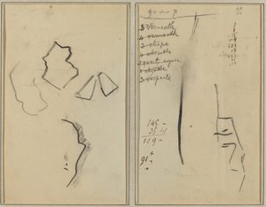 Een profiel en vier vormen; schets van een mannenhoofd [recto] door Paul Gauguin
