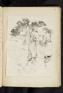 Avant et après - Twee vrouwen in gesprek in een landschap door Paul Gauguin