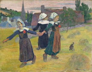 Bretonse meisjes dansen, Pont-Aven door Paul Gauguin