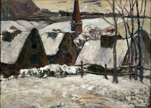 Bretons dorp onder de sneeuw door Paul Gauguin