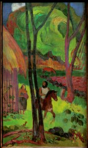 Cavalier voor de hut door Paul Gauguin