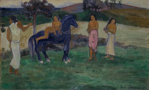 Compositie met figuren en een paard door Paul Gauguin