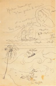 Tekening uit een album van tekeningen gemaakt voor de jonge Jacques Bousquet, Pont-Aven of Le Pouldu, 1889-90 door Paul Gauguin