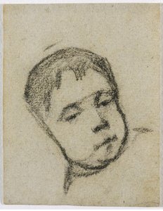Emil Gauguin als Kind, Hoofd op een Kussen door Paul Gauguin