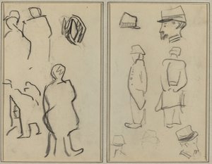 Figurenstudies; Studies van Soldaten [verso] door Paul Gauguin