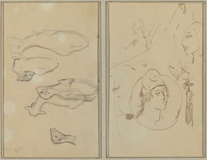 Vijf Schapen; Vier Hoofdstudies [verso]
