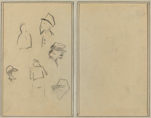 Vier Hoofden en Twee Figuren door Paul Gauguin
