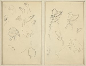 Ganzen; Meisjes met Hoeden, Ganzen [recto] door Paul Gauguin