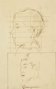 Hoofden van een jongen en een man (Zelfportret?) (verso) door Paul Gauguin