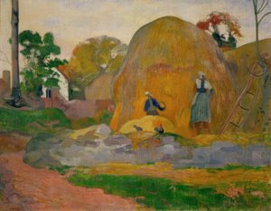 De gele hooibergen of De blonde oogst door Paul Gauguin