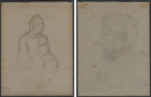 Moeder en kind (recto); profielsbuste van een man (verso) door Paul Gauguin