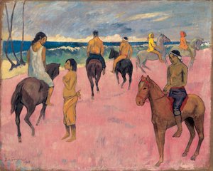 Te paard aan de kust II door Paul Gauguin