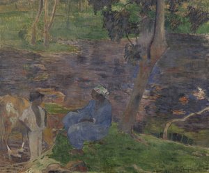 Aan de oever van het meer, Martinique door Paul Gauguin