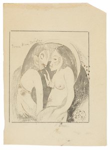 Parau Hina Tefatou (Woorden tussen Godin van de Maan en God van de Aarde) door Paul Gauguin