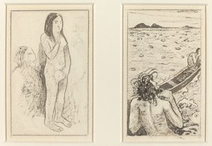 Parau No Te Varau Ino (links); Tahitiaanse Legende (rechts) door Paul Gauguin