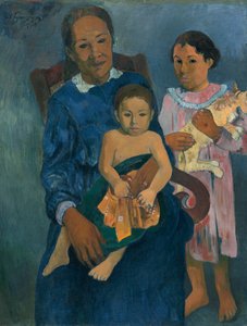 Polynesische vrouw met kinderen