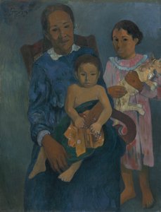 Polynesische vrouw met kinderen